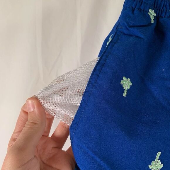 Trunks Surf and Swim Trunks Men's Medium Blue Palm Tree Lined Drawstring - Picture 6 of 10